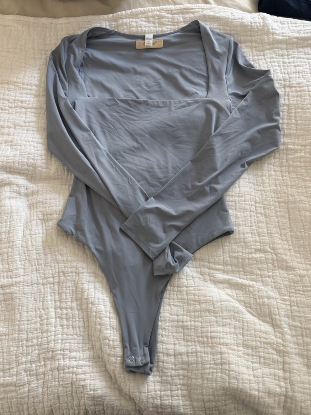 NWOT NEVER WORN Soft Long-Sleeve Bodysuit in Light Blue Gray - Women's Intimates